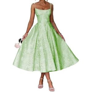 AHERKLL Spaghetti Bandjes Bruidsmeisjes Jurken Bloemen Satijn Jacquard Formele Avond Feest Maxi Jurk Thee Lengte HAH048, Salie, 50 grote maten