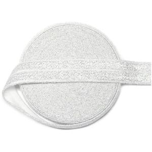 2 5 10 Yard 5/8"" 15mm zilveren glitter FOE vouw over elastische spandex hoofdbanden linten haar stropdas haarband jurk naaien trim-wit-5 yards