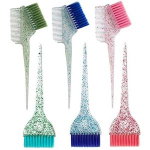 KOENWEENI Haarverf Borstels en Kammen Set, 6 stks Multicolor Glitter Haar Tint Tools Kit voor Thuis DIY Kleurplaten en Salon Gebruik
