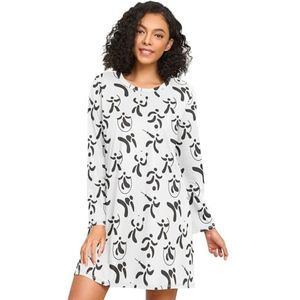 LI ZHI XIN Nachthemd voor dames, lange mouwen, nachthemd, nachthemden, slaapkleding, ronde hals, losse grote maten, nachtkleding, XXXL, sport, cartoon, graffiti, Meerkleurig, S