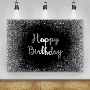 Renaiss 1.8x1.2m Zwart Zilver Glitter Fotografie Achtergrond Verjaardagsfeestje Decor Achterdoek Kinderen Volwassenen Verjaardagstaart Tafel Banner Vinyl Fotostudio rekwisieten