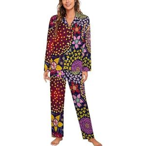 Australische Bloemen Vrouwen Lange Mouw Button Down Nachtkleding Zachte Nachtkleding Lounge Pyjama Set L