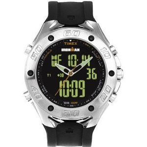 Timex - T5B151 SU - Timex Ironman dual tech - digitaal kwarts - sporthorloge - armband van zwart hars, zwart/zwart, Sportief