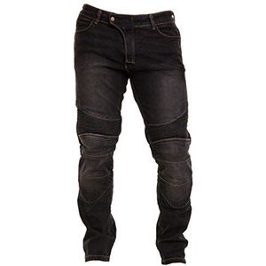 Qaswa Motorbroek voor heren, jeans, motorbroek, motoruitrusting, beschermende bekleding, zwart, 36W x 34L