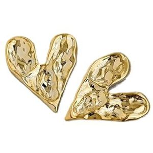 Vintage Metallic Design Gouden Kleur Hartvormige Oorbellen Koreaanse Sieraden Ongebruikelijke Accessoires voor Vrouwen Party Jewelry Gifts