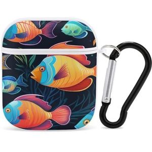 Tropische Vissen Leuke Case Voor AirPods 2&1 Schokbestendige Beschermende Hoofdtelefoon Gevallen Cover Met Sleutelhanger Voor Mannen Vrouwen