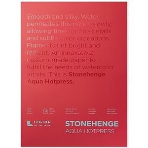 Legion Stonenenge Aqua Aquarel Block, 140 pond Hot Press, 22,9 x 30,5 cm, wit, 15 vellen (L21-SQH140WH912)