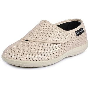 Aerosoft Dames klittenband-halfhoge schoen stretch 15, klittenbandsluiting, drukvrij, beige, 36 EU