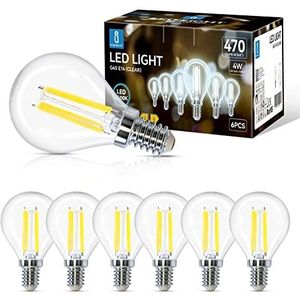 Aigostar Ledlamp E14 Met Gloeidraad, 4 W Komt Overeen Met 40 W, Koud Wit (6500 K), 470 Lumen, Stralingshoek: 360 °, Niet Dimbaar, G45, 6 Stuks