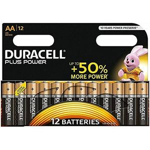 Duracell Plus Mono alkaline batterijen LR20, Grootte AA 12 Stuk oranje/zwart