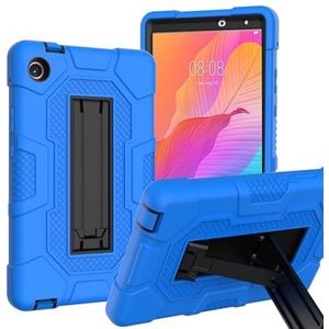 ZZjingli for Huawei MatePad T8 Contrast Kleur Robot B3 Siliconen Hybride PC Tablet Case met Houder (Paars Mintgroen) (Blauw Zwart) (Rood Zwart) enz.(Blue Black)