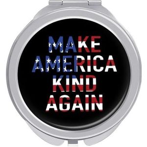 Make America Kind Again Compact Spiegel Ronde Pocket Make-up Spiegel Dubbelzijdige Vergroting Opvouwbare Draagbare Handspiegel