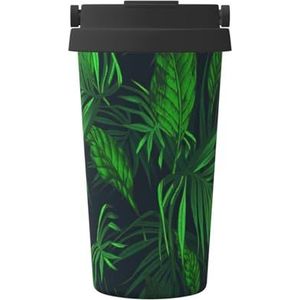 Groene tropische jungle plant print reizen koffiemok lekvrije thermosbeker geïsoleerde beker voor kantoor camping
