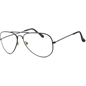 NEW VISION Leesbril voor heren, klassieke pilotenbril, CE-gecertificeerd, UV400 leesbril voor heren en dames, NV5728 (Zwart, 1.5, Diottria)