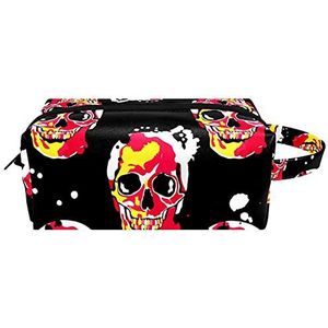 draagbare reizen make-up tas voor vrouwen cosmetische case organizer met handvat toiletartikelen sieraden borstels zakje halloween pompoen snoep zwart, Multi kleuren 7, 8.2x3.1x3.5 in/21x8x9 cm, Make-Up zakje