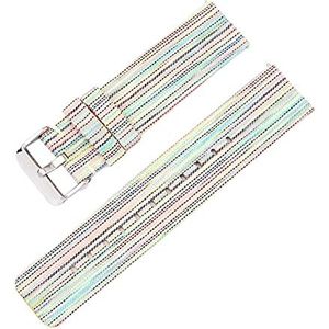 Horlogebandjes voor mannen en vrouwen, horlogeband 12-22 mm heren dames snoepkleur geweven nylon canvas horlogeband vervanging elegante zweetabsort horlogeband (Color : Rainbow silvery Clasp, Size :