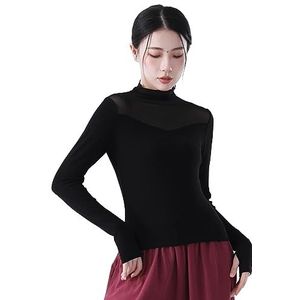 Angcoco Dames Elegante See Through Mesh Spliced V Neck Tops