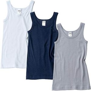 HERMKO 2800 3-pack jongens okselhemden van 100% biologisch katoen, mix w/s/g, 164