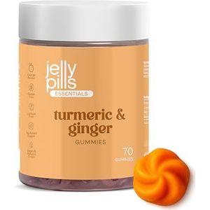 Jelly Pills Kurkuma + Gember & Zwarte Peper Gummies – 70 Vegan Gummies – Zonder Suiker – Sinaasappelsmaak – Voor Ontstekingsremming & Spijsverteringsondersteuning