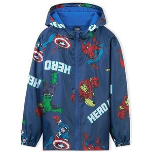 Marvel Jongens waterdichte jas Avengers Spiderman jas met capuchon fleece voering regenjas voor jongens tieners 4-14 jaar, Navy Avengers, 5-6 jaar