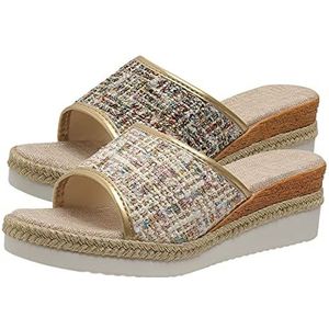 KIVIOV Espadrille-slippers voor dames Sandalen Mode Pailletten Zomer Nieuw patroon Open teen Ademende sleehak Comfortabele antislip Grote schoenen Lage sleehaksandalen (Color : Gold, Size : 9)