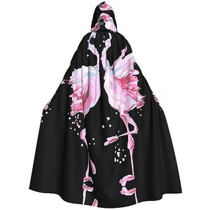 GAGALU Halloween Hooded Robe Mantel Tropische Flamingo's Gedrukt Cosplay Kostuum Kerst Heks Vampier Mantel Voor Vrouwen Mannen