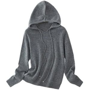 Merino Wol Vrouwen Hoodies Gebreide Hooded Truien Herfst Winter Basic Trui, Gray9, M