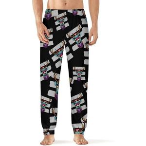 Kleurrijke Geometrische Rendier Hoofd Mannen Pyjama Broek Zachte Lounge Bodems Met Pocket Slaap Broek Loungewear