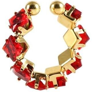 Damesring roestvrijstalen diamanten ring Modieuze 18K gouden verstelbare ringarmband (Style : 12)
