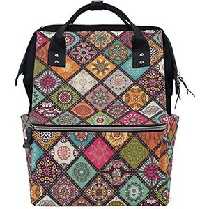 Vintage Marmer Bloem Luiertas Rugzak Mom Bag Casual Lichtgewicht Grote Capaciteit voor Reizen Mammy Vrouwen Meisjes