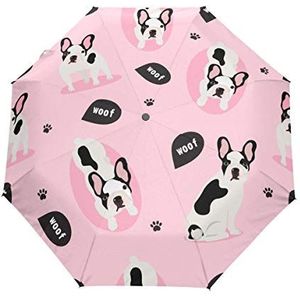 Jeansame Hond Puppy Cartoon Dier Roze Vouwen Compacte Paraplu Automatische Regen Paraplu's voor Vrouwen Mannen Kid Boy Meisje
