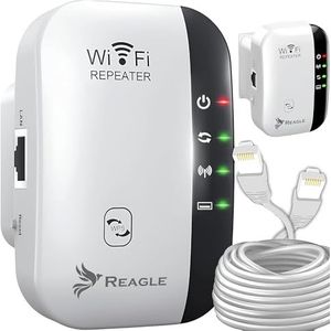 Reagle Wifi-repeater 300 Mbps, 3-in-1 wifi-versterker, 2,4 GHz, WPS, WPA2, wifi-signaalversterking voor thuis en op kantoor, compatibel met 802.11n/g/b, eenvoudige installatie, tot 10 m bereik