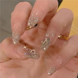 Kleurverloop nepnagels Franse ballerina nagels waterdichte imitatie middelgrote kist nepnagels opdrukbare nageltips(BB6,M)