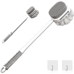 LuxeCasa 2-in-1 afneembare badborstel - dubbelzijdige luffa met handvat - exfoliërende massageharen - ideale rugschrobber voor de douche (dubbelzijdige haren loofah badborstel)
