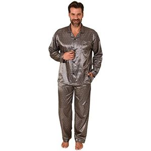 Normann Elegante satijnen pyjama voor heren, met knopen in minimalistische look, antraciet, 52