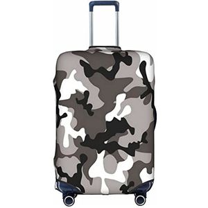 IguaTu Zwart grijs wit camouflage bagagehoes, trolley koffer beschermende elastische hoes, anti-kras bagagehoes, past 45-70 cm bagage, Wit, S