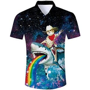 TUONROAD Hawaii-overhemd voor heren, 3D funky overhemd voor heren, korte mouwen, buttondown, vrijetijdsoverhemden, Hawaii-overhemd, heren, M - XXL, L