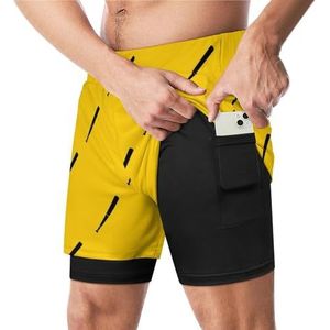 Zwarte Honkbalknuppel Patroon Grappige Zwembroek met Compressie Liner & Pocket Voor Mannen Board Zwemmen Sport Shorts