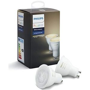 Philips Hue Pack de 2 ampoules connectées White ambiance GU10 - Fonctionne avec Alexa