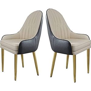 GEIRONV Eetkamerstoelen van imitatieleer Set van 2, moderne aanrechtstoelen woonkamer zijstoelen met dik kussen gouden metalen basisstoelen Eetstoelen (Color : E, Size : 90 * 47 * 53cm)