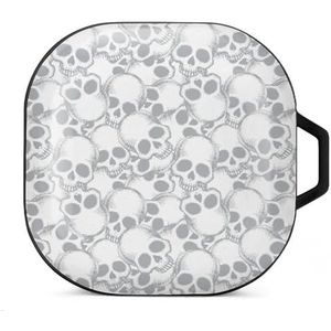 Handgetekende schedels oordopjes hoesje compatibel met Samsung hard shell beschermhoes zwart-stijl