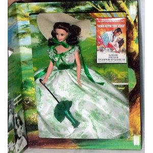 Barbie 1994 Hollywood Legends Collection From Gone With The Wind Films 12 Inch Pop - Barbie Als Scarlett O'Hara Bij Wilke'S Barbecue Met Toga Met Hoop Rok, Pantalons, Parasol, Hoed, Schoenen En Poppenstandaard