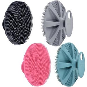 INNERNEED Food-grade zachte siliconen body scrubber douche borstel handheld reiniging huid borstel, zacht exfoliërend en schuim goed (Pack van 4)
