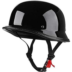 Vintage Duitse stijl motorhelm, volwassenen retro open helmen DOT goedgekeurde mannen en vrouwen Skull Cap halve helm voor scooter Street Cruiser bromfiets Chopper Decoration