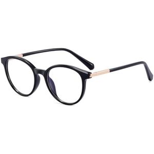 moomoobird Blauw licht blokkerende glazen vrouwen mannen TR90 ronde glazen montuur retro bril lente scharnier, Zwart met helder, Large