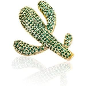 Vrouwen kristal broche pin, mode bergkristal groene cactus broche vrouwen revers pin, accessoires sieraden geschenken