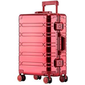 Koffer Aluminium-magnesium reistas Zakelijk Rollen op wielen Trolleybagage Handbagage Cabinekoffer (Color : Red, Size : 24inch)