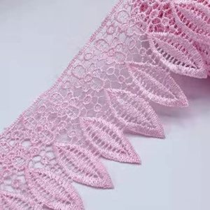 Iace-afwerking Gehaakt kantlint 95 mm 1 meter borduurkant met franjebladversiering lint for gordijn- en kledingaccessoires(Pink)