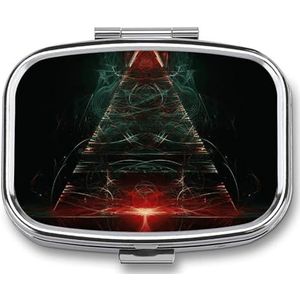 Draagbare Geneeskunde Doos, Kerst Art Gedrukt Mini Rechthoek Pil Case Pocket Geneeskunde Doos Pil Container Reizen Sieraden Doos Pil Houder Draagbare Vitamine Opbergdoos