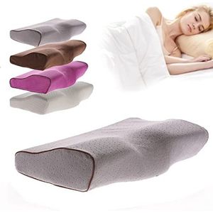 Cervicaal nekkussen for slapen, orthopedische kussens for nek- en schouderpijn, traagschuimkussen for nekpijn Contourkussen for zij-, rug- buikslapers(Grey,60x34cm)